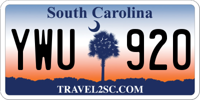 SC license plate YWU920