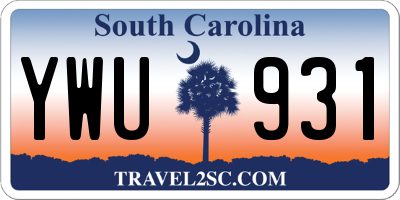 SC license plate YWU931