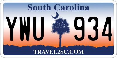 SC license plate YWU934