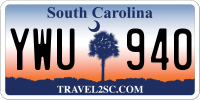 SC license plate YWU940
