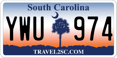 SC license plate YWU974