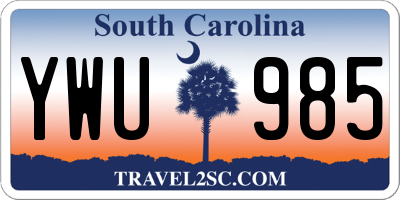 SC license plate YWU985