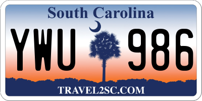 SC license plate YWU986