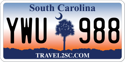 SC license plate YWU988
