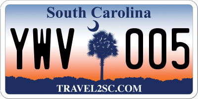 SC license plate YWV005