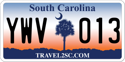 SC license plate YWV013
