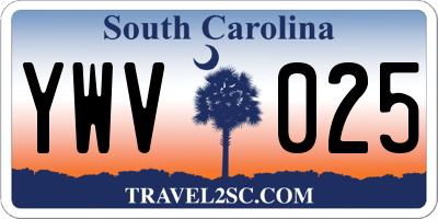 SC license plate YWV025