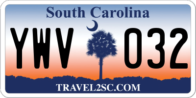 SC license plate YWV032