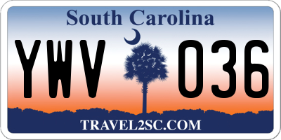 SC license plate YWV036