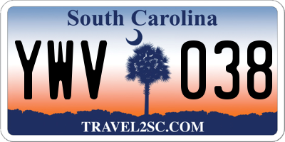 SC license plate YWV038