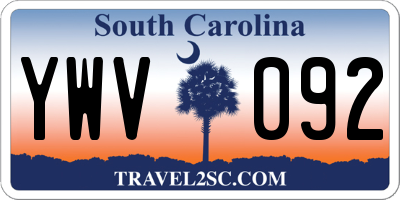 SC license plate YWV092