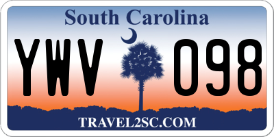 SC license plate YWV098