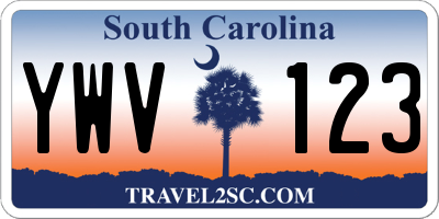 SC license plate YWV123