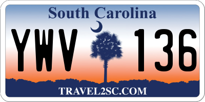 SC license plate YWV136