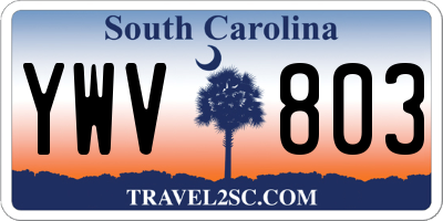 SC license plate YWV803