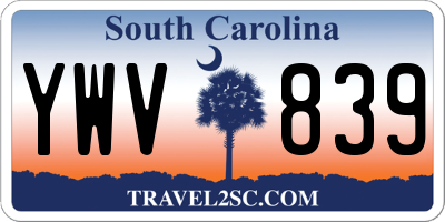 SC license plate YWV839