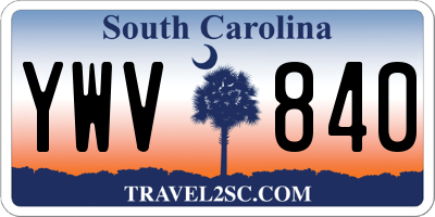SC license plate YWV840