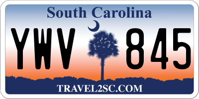 SC license plate YWV845