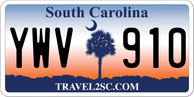 SC license plate YWV910