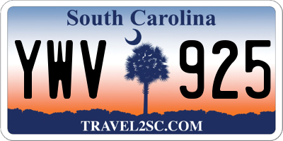 SC license plate YWV925