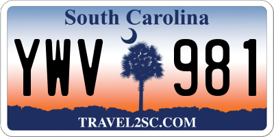 SC license plate YWV981