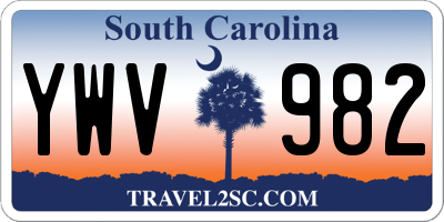 SC license plate YWV982