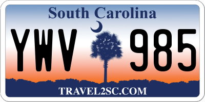 SC license plate YWV985