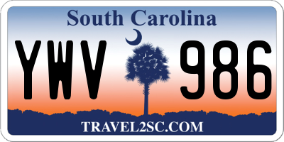 SC license plate YWV986