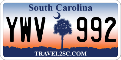 SC license plate YWV992