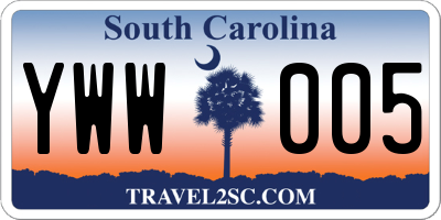 SC license plate YWW005