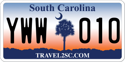 SC license plate YWW010