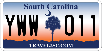 SC license plate YWW011