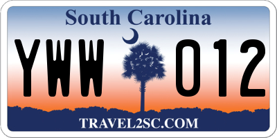 SC license plate YWW012
