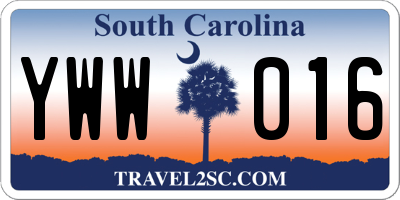 SC license plate YWW016