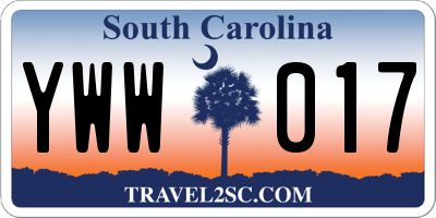SC license plate YWW017