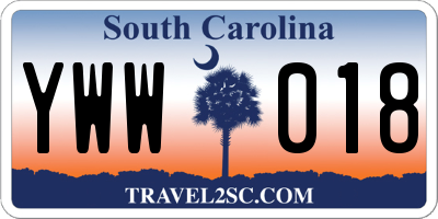 SC license plate YWW018
