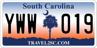 SC license plate YWW019