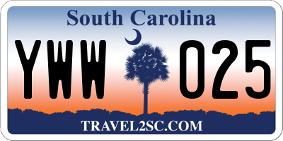 SC license plate YWW025
