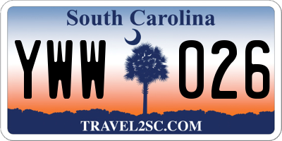 SC license plate YWW026