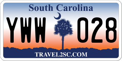 SC license plate YWW028