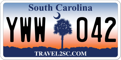 SC license plate YWW042