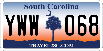 SC license plate YWW068