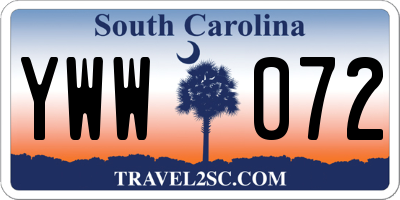 SC license plate YWW072