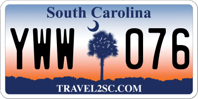 SC license plate YWW076