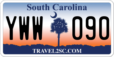 SC license plate YWW090