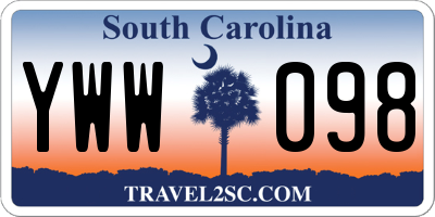SC license plate YWW098