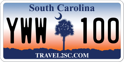 SC license plate YWW100