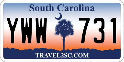 SC license plate YWW731