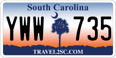 SC license plate YWW735