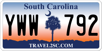 SC license plate YWW792